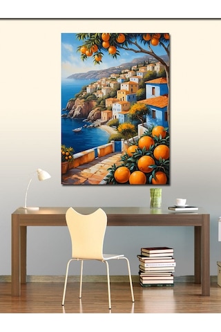 Kanvas Tablo Deniz Manzaralı Evler 100cmx140cm