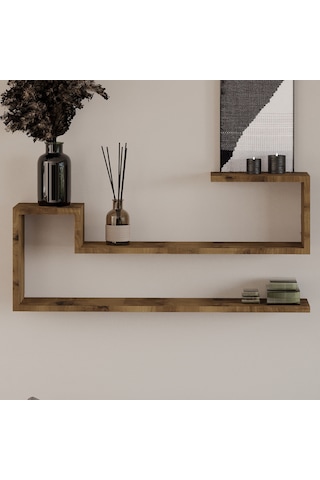 Ravi Dekoratif Duvar Rafı, Modern Kitaplık Ve Raf Ünitesi Antik Ceviz