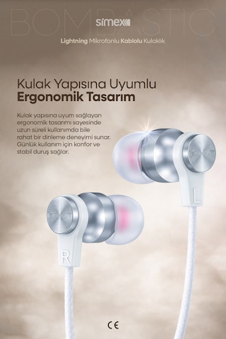 Simex İphone X-11-12-13-14 Serileri Uyumlu Bluetooth Bağlantılı İphone Kablolu Mikrofonlu Kulaklık Spd-04 Diğer