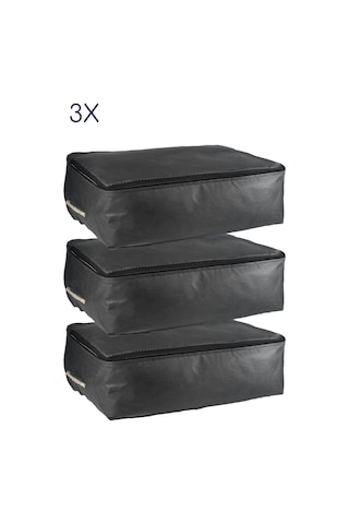 3'lü Set 53x44x20 Cm Home Organizer Çekyat & Baza Altı Düzenleyici Hurç Siyah