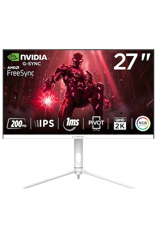 Rampage Glacıer Gl27r200q 27 İnç 200hz 1ms Ips Qhd 2k Rgb Pivot Beyaz Flat Oyuncu Monitörü