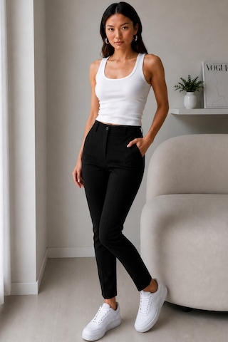 Fit Women Yüksel Bel Nervür Dikişli İspanyol Paça Pantolon 4622 -siyah