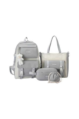 Fengdong 5 Adet/takım Genç Kızlar İçin Okul Çantaları Kalem Açık Vizon