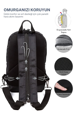 Newish Polo Tek Kol Çapraz Göğüs Omuz Sırt Çanta-body Bag Siyh Sr Siyah - Sarı