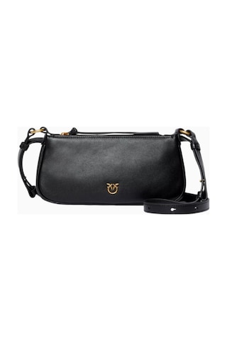 Pinko Mini Half Moon Siyah Deri Lüks Baguette Çanta, Günlük Ve Gece Kullanımı Için Omuz Çantası
