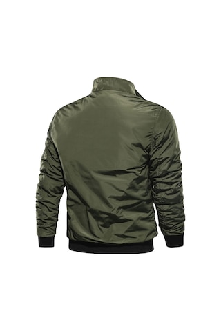 Şık, Düz Renk, Rahat, Dik Yakalı Erkek Uçuş Ceketi Mavi