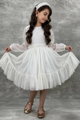 Zarif Simli Taçlı Kız Çocuk Elbisesi 001