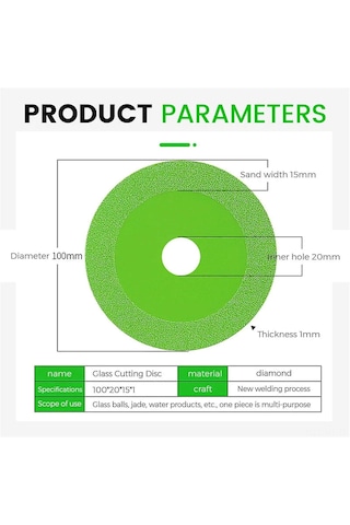 Mufunye Diamantlı Cam Ve Seramik Kesici Disk - Ultra İnce, Hızlı Kesim, Az Kırık, Açımlı Taşlama Makinesi İçin