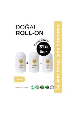 8699375052306 3'lü Fırsat Paketi - Clooe Doğal Roll On Unisex Ter Kokusu Önleyici 50ml Pka002