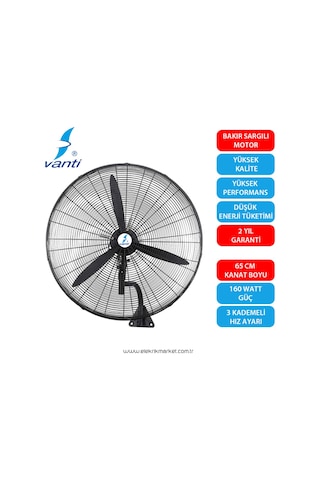 Vanti Sanayi Tipi Duvar Vantilatörü 65cm 26inç - Kcf291-dv