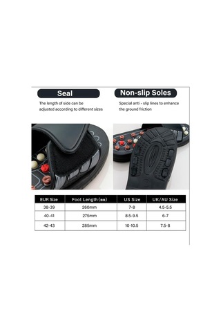 Lichen Refleksoloji Ayak Masajı, Masaj Terliği Sandalet, Siyah