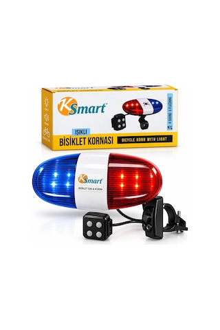 Bisiklet Kornası - Zil Işıklı 2xaa Pil Polis - Siren 4 Fonksiyon K-1220 5468 Çok Renkli