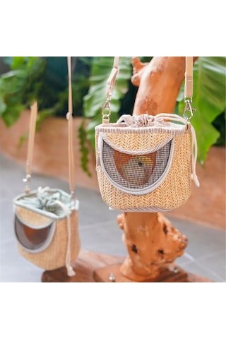 Honmex Küçük Evcil Hayvanlar İçin Hava Geçirgen, Sıcakklıklı Taşınabilir Çanta - Papağan, Hamster, Guinea Pig İçin Dışarı Çıkış Çantası Yeşil Gümüş