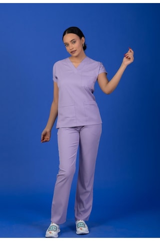 Tek Üst Unisex Kalıp Lila Likralı Hemşire / Doktor Forması Scrubs Lila