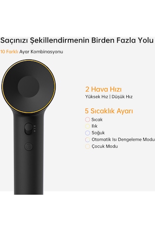 Laifen Se 2 Saç Kurutma Makinesi - Pastel Siyah