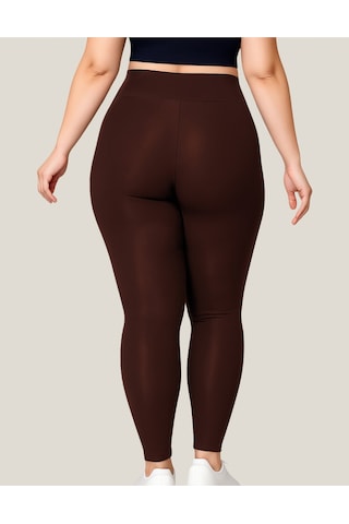 Alya Underwear Büyük Beden Tayt Dalgıç Kumaş Yüksek Bel Kahverengi