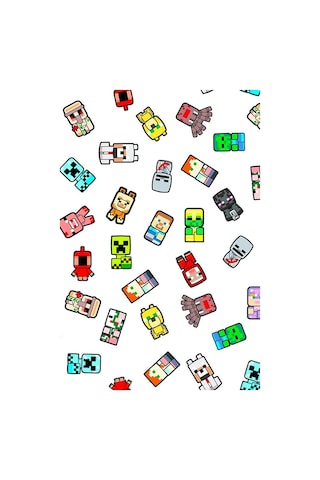 Minecraft Karakter 360 Derece Baskılı Çocuk T-Shirt 5 - 13 Yaş Beyaz