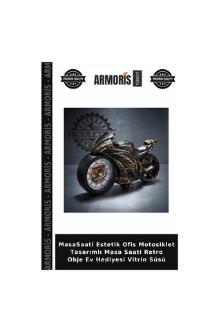 Masasaati Estetik Ofis Motosiklet Tasarımlı Masa Saati Retro Obje Ev Hediyesi Vitrin Süsü Çok Renkli