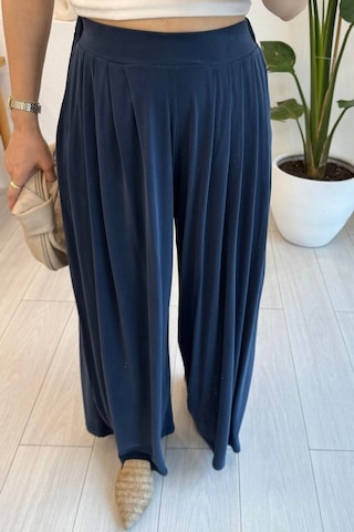 Feela Moda Premium Modal Kumaş Pileli Şalvar Kadın Pantolon 2012 Lacivert
