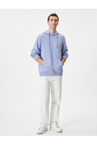 Koton Kapşonlu Sweatshirt Kanguru Cep Detaylı Uzun Kollu Lila 4wam70239mk Lila