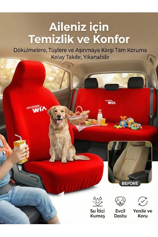 Hyundai Elantra İle Uyumlu Penye Oto Koltuk Kılıfı Kirmizi Servis Kılıfı Kırmızı