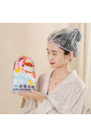 Suntek 100 Adet Tek Kullanımlık Duş Boneleri Elastik Banyo Beyaz