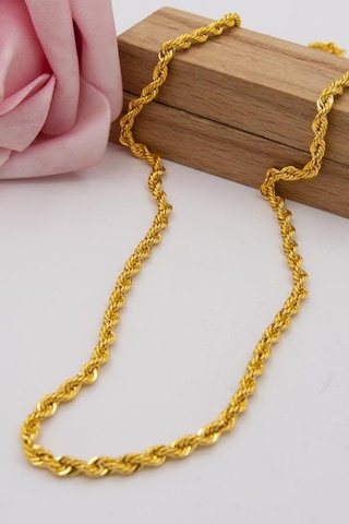 22 Ayar Altın Halat Zincir 3 Mm Halat Zincir 50 Cm Uzunluk Lkznc1062