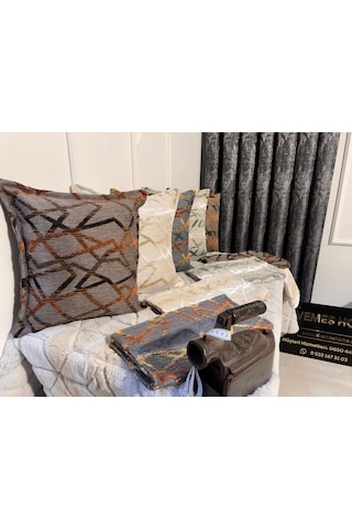 Nivemeshome Elyaf Dolgulu Kırlent 45x45 Mateo 67-02 Turuncu-kahve Turucu+kahve