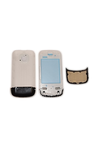 Nokia C2-02 Kapak Nokia C2-02 Uyumlu Beyaz Gold Ön Kapak Arka Ka