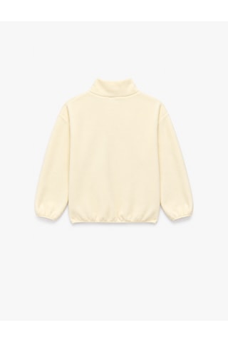 Koton Cepli Dik Yaka Uzun Kollu Yarım Fermuarlı Polar Sweatshirt Ekru 7wkg10022ak