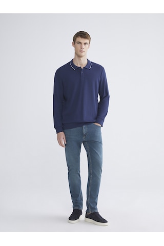 Lcw Eco Mavi Polo Yaka Erkek Sweatshirt