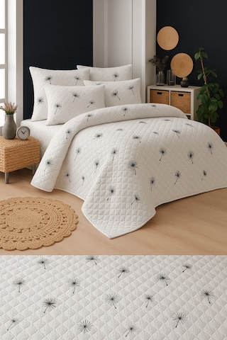 İbiza Çift Kişilik Kapitone Dolgulu Pike 4 Mevsim Baklava Dsn Yastık Kılıfı Dahil 200x230cm Beyaz