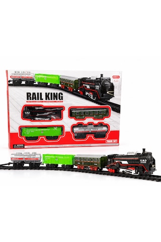 Rail King Klasik Tren Seti Işıklı, Sesli Ve Buhar Efektli Raylı Oyuncak Tren 3+ Yaş