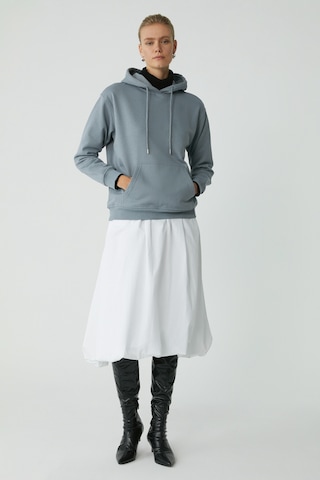 Ethıquet Abelıa Kadın Pamuklu Içi Polarlı Yumuşacık Kalın Kumaşlı Kapüşonlu Örme Comfort Mavi Sweats