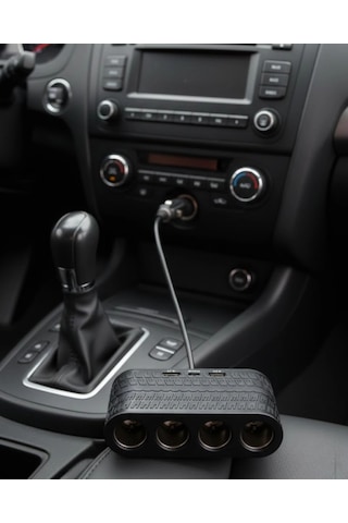 Araçlar İçin 4 Lü Çakmak Çoklayıcı Type C Usb Ve Koruma Sistemli
