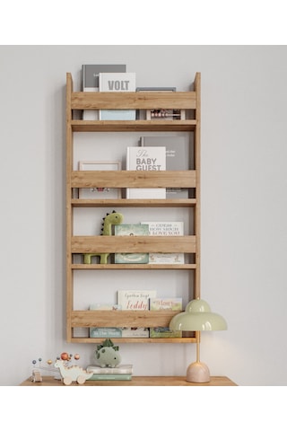 Afilli Montessori Çocuk Odası Kitaplığı Mdf Kitaplık 10x54x120 Cm Safir Meşe
