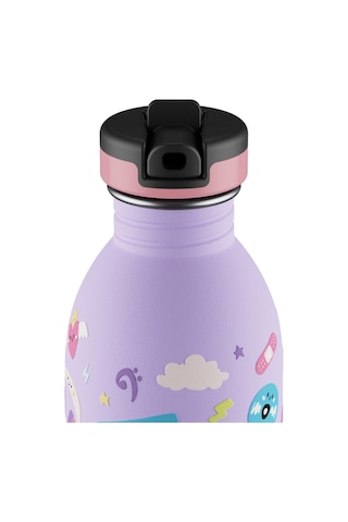 Kids Bottle Music Friends Pipetli Paslanmaz Çelik Çocuk Su Matarası 500 Ml Mor