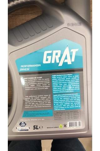 Grat Power Dpf 5W-30 Tam Sentetik Partiküllü Motor Yağı 5 L