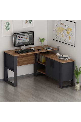 Ares Çalışma Masası Ofis Masası Bilgisayar Masası Ceviz - Antrasit Antrasit - Ceviz
