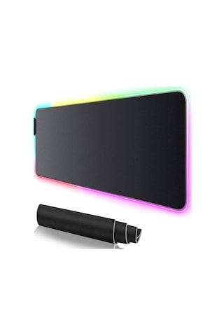 Klasse Rgb Mouse Pad 80x30 Cm, 4 Mm Kalınlık, Parlak Su Geçirmez Yüzey, Oyuncu Gaming Xxl Mausepad, 14 Farklı Renk Modu Parlak Siyah