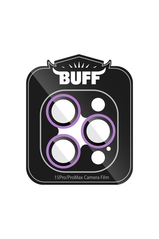 Buff Apple Uyumlu iPhone 15 Pro Max / 15 Pro Neon Metal Lens Koruyucu Mor