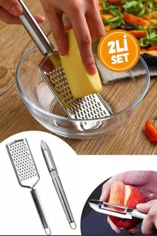 2li Set Paslanmaz Çelik Rende Ve Soyacak Peynir Çikolata Zencefil Patates Limon Rende Sebze Soyucu Diğer