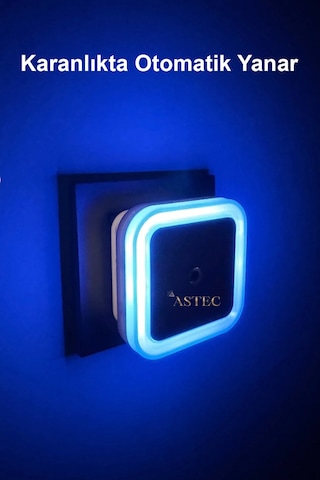 Astec Fotoselli Gece Lambası 1 Watt Tak Çalıştır Sensörlü Mavi Renk
