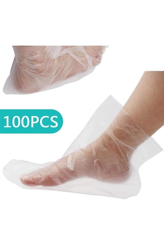 100 Adet Tek Kullanımlık Plastik Ayak Kapakları Şeffaf Ayakkabı Koruyucu Parafin Banyosu Balmumu Spa Terapi Çanta Astar Patik