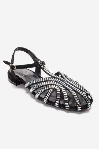 Luvishoes Lavına Siyah Süet Taşlı Kadın Sandalet