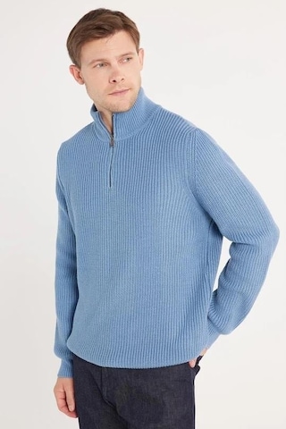 Tudors Erkek 3'lü Paket Haki-füme-mavi Slim Fit Dar Kesim Fermuarlı Dik Yaka Triko Kazak-41536 Çok Renkli