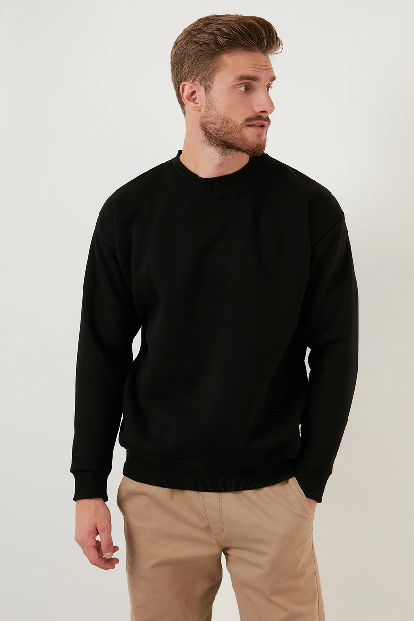Buratti Regular Fit Bisiklet Yaka Şardonlu 2'Li Paket Erkek Sweat 5905255S2 Siyah-Vişne