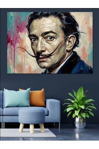 Ressam Salvador Dali Modern Portresi Dekoratif Kanvas - Mdf Ahşap Tablo