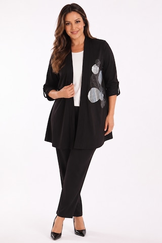Bihan Store Kadın Taş Baskılı Uzun Hırka Şık Ve Modern Tasarım Y26-30111 - Siyah