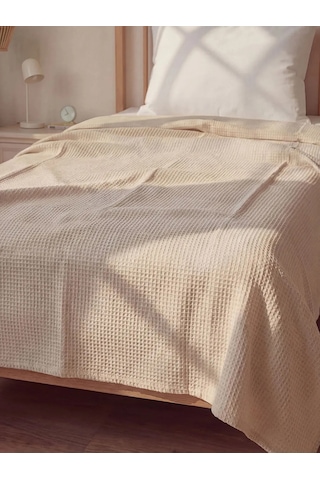 Bej Pamuklu Tek Kişilik Pike